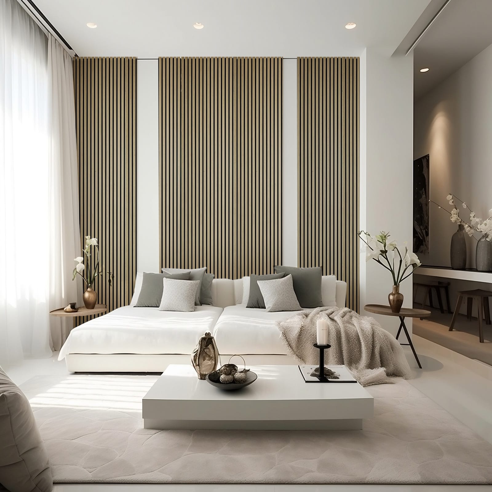 Lumina akusztikus falpanel modern hálószoba falán